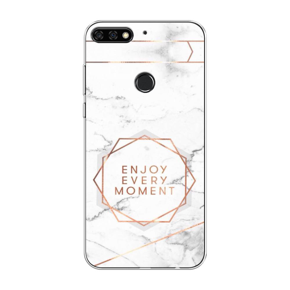 

Чехол Awog на Honor 7C Pro "Enjoy every moment мрамор", Белый;розовый;серый, 65550-7