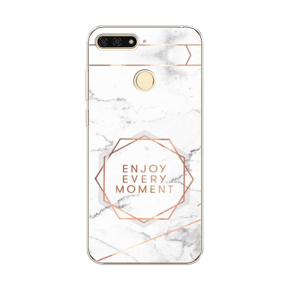 

Чехол Awog на Honor 7C "Enjoy every moment мрамор", Белый;розовый;серый, 64550-7