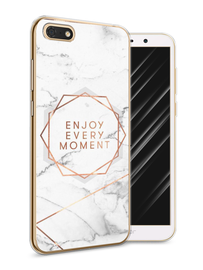 

Чехол Awog на Honor 7A "Enjoy every moment мрамор", Белый;розовый;серый, 65250-7