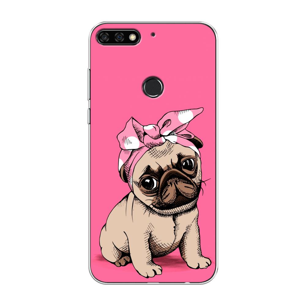 

Чехол Awog на Huawei Y7 Prime 2018 "Dog Pin-Up", Розовый;бежевый, 66450-2