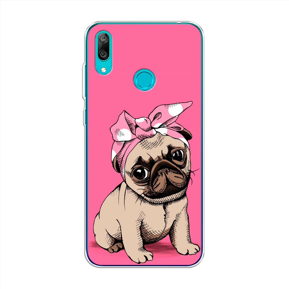 

Чехол Awog на Huawei Y7 2019 "Dog Pin-Up", Розовый;бежевый, 68450-2