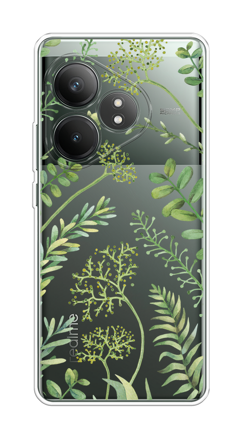 

Чехол на Realme GT Neo 6 SE "Green Leaves", Зеленый;прозрачный, 2516850-1