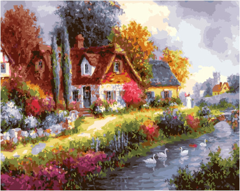 

Картина по номерам Paintboy GX 32384 Тихий канал вдоль деревни 40х50 см