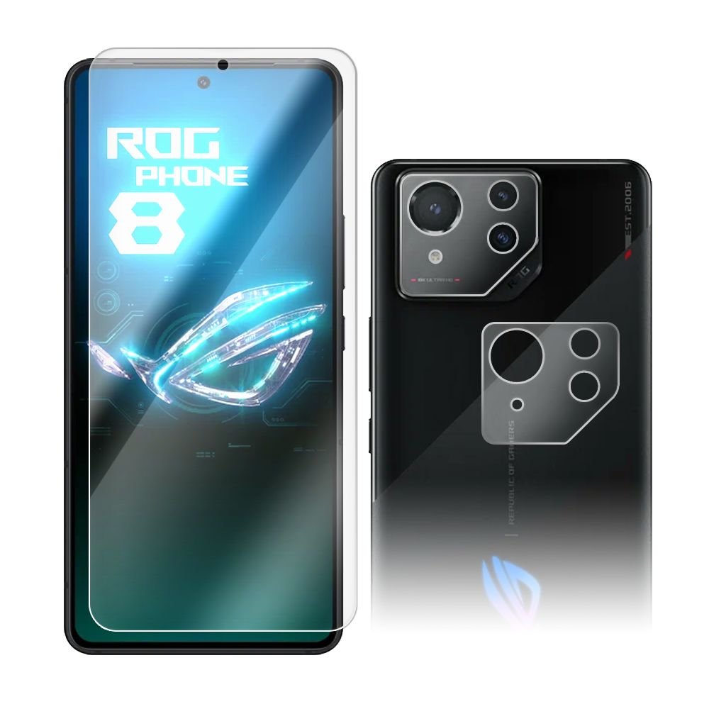 

Стекло защитное гибридное Krutoff для Asus ROG Phone 8 + защита камеры (2шт.)