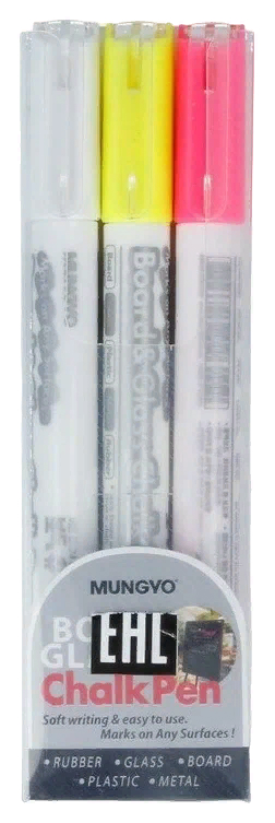 Набор маркеров меловых Mungyo для досок и стекла Mungyo 3 цвета в пластиковой упаковке
