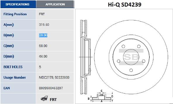 

Тормозной диск Sangsin brake SD4239