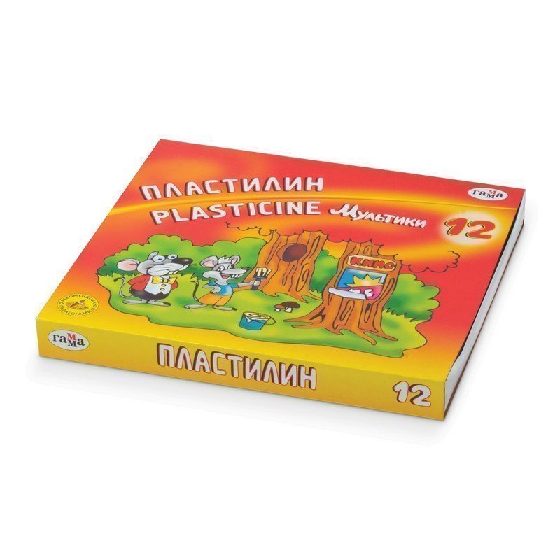 

Пластилин классический ГАММА "Мультики", 12 цветов, 240 г, со стеком, картонная упаковка,