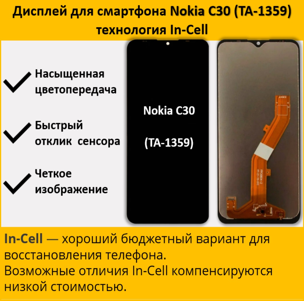 Дисплей telaks TA-1359 для смартфона Nokia C30 черный