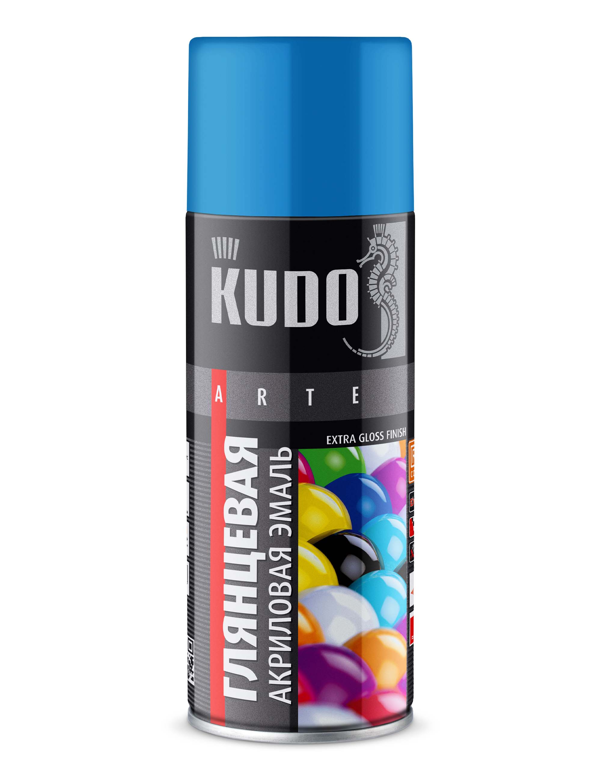 фото Аэрозольная акриловая краска kudo ku-a5012, глянцевая, 520 мл, голубая