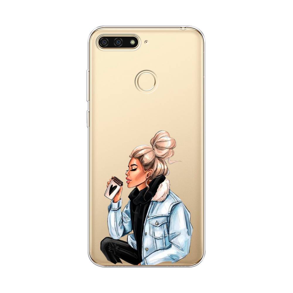 

Чехол Awog на Honor 7C "Cute girl", Коричневый;бежевый, 64550-7