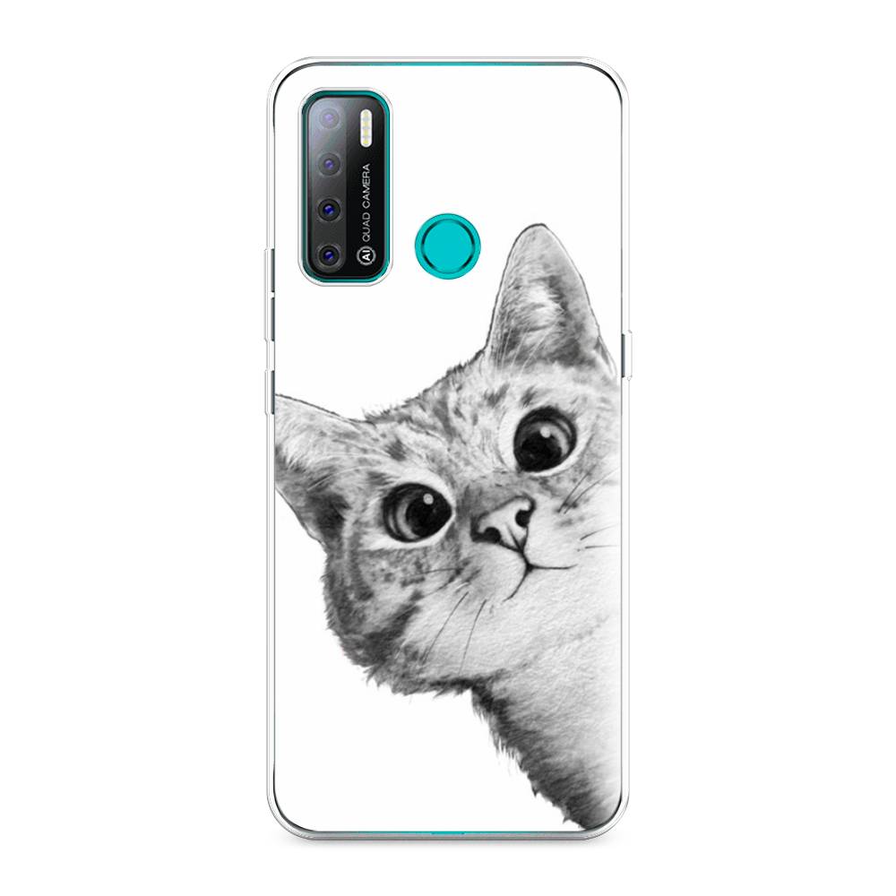 фото Чехол awog "кот рисунок черно-белый" для tecno pouvoir 4