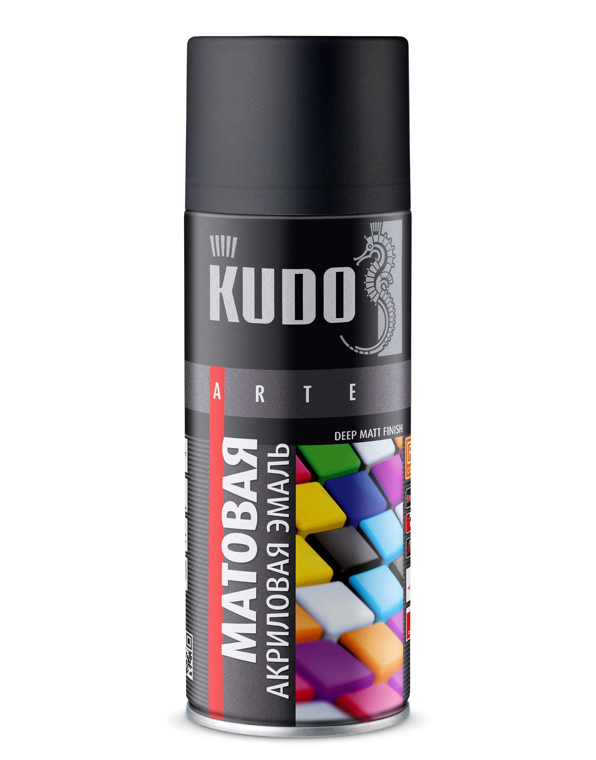 фото Аэрозольная акриловая краска kudo ku-a9005m, матовая, 520 мл, черная