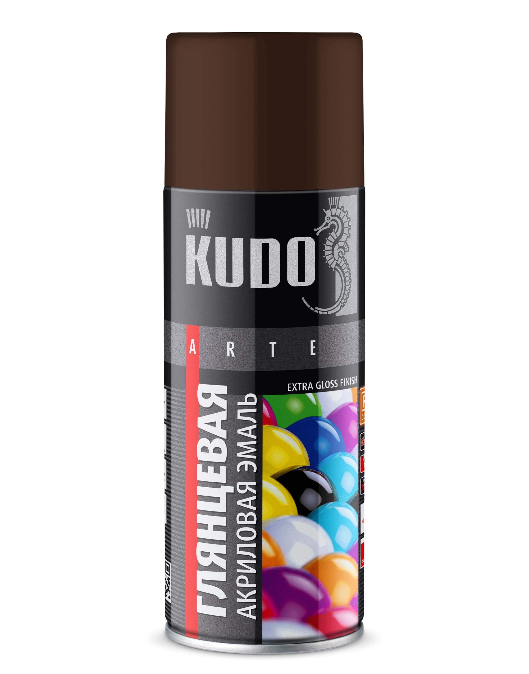 фото Аэрозольная акриловая краска kudo ku-a8017, глянцевая, 520 мл, коричневая