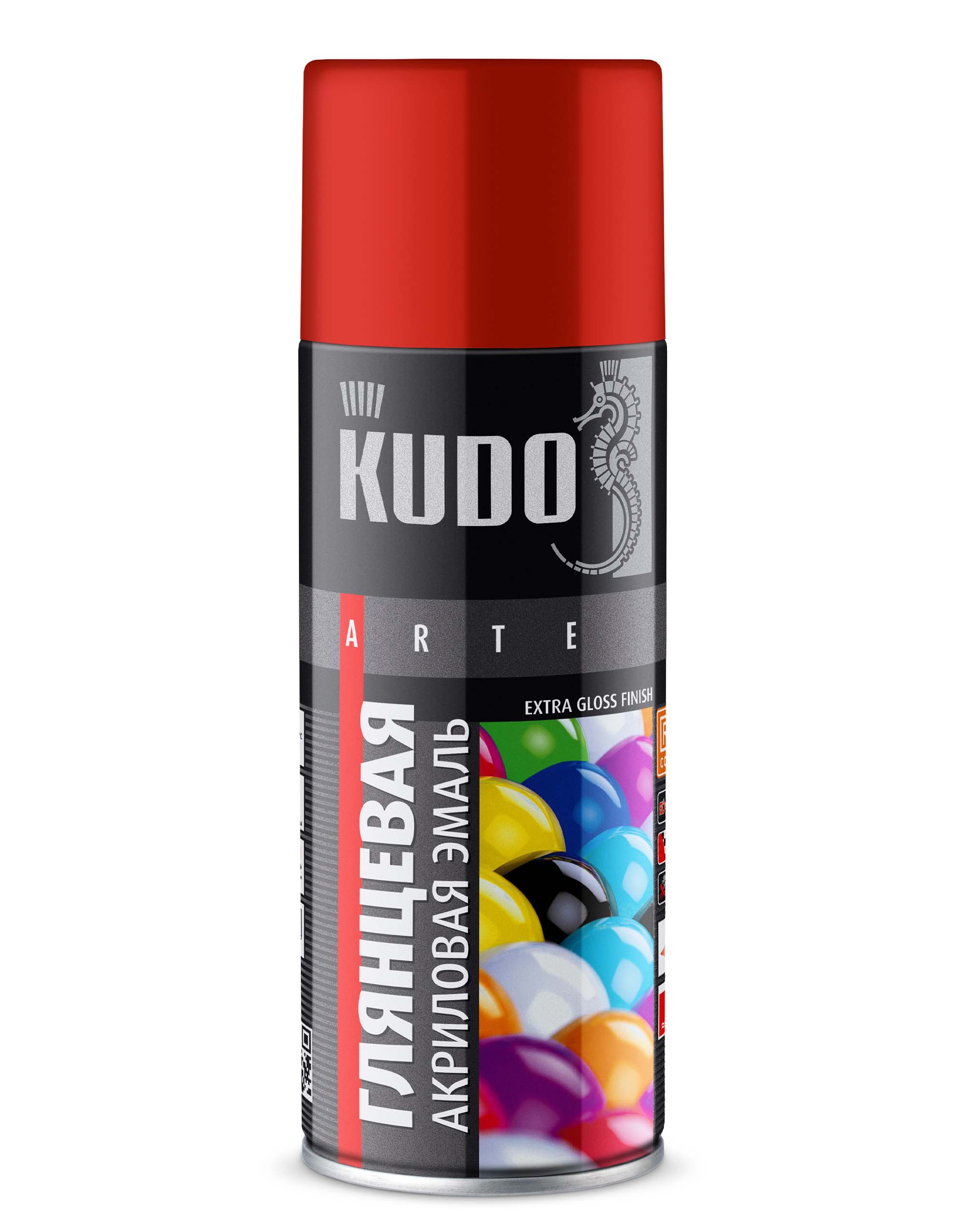 фото Аэрозольная акриловая краска kudo ku-a3020, глянцевая, 520 мл, красная