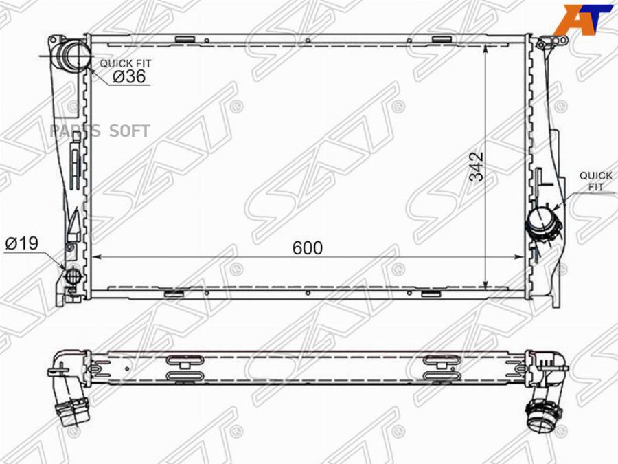 

SAT Радиатор BMW E90 1.8D/2.0D/2.5D/3.0D/3.5/3.5D 05-//E87 1.6D/1.8/1.8D/2.0D 04-//X1 E84