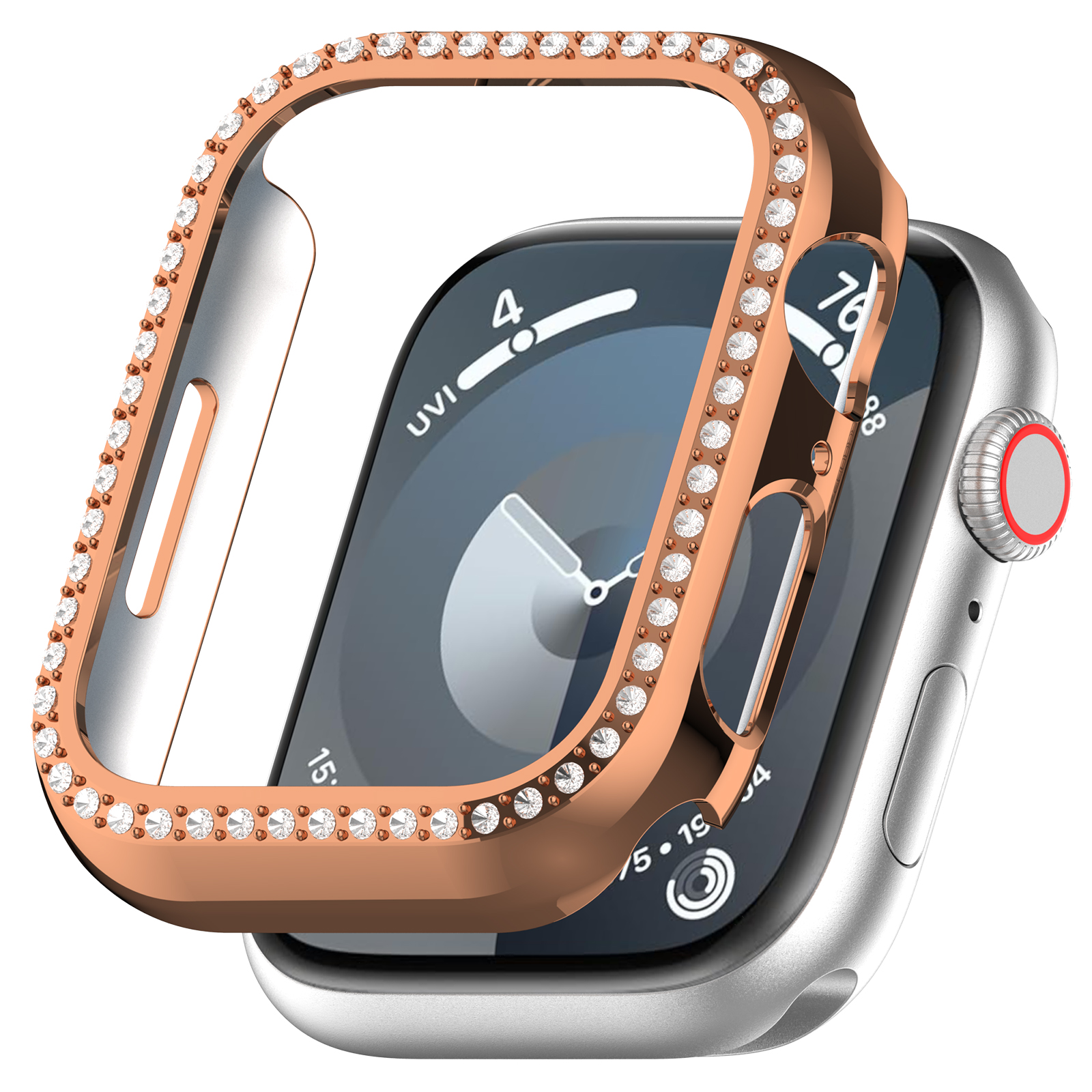 Защитный бампер для Apple Watch 38 мм, со стразами, розово-золотой