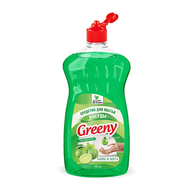 фото Средство для мытья посуды "greeny" premium 1000 мл. clean&green cg8132