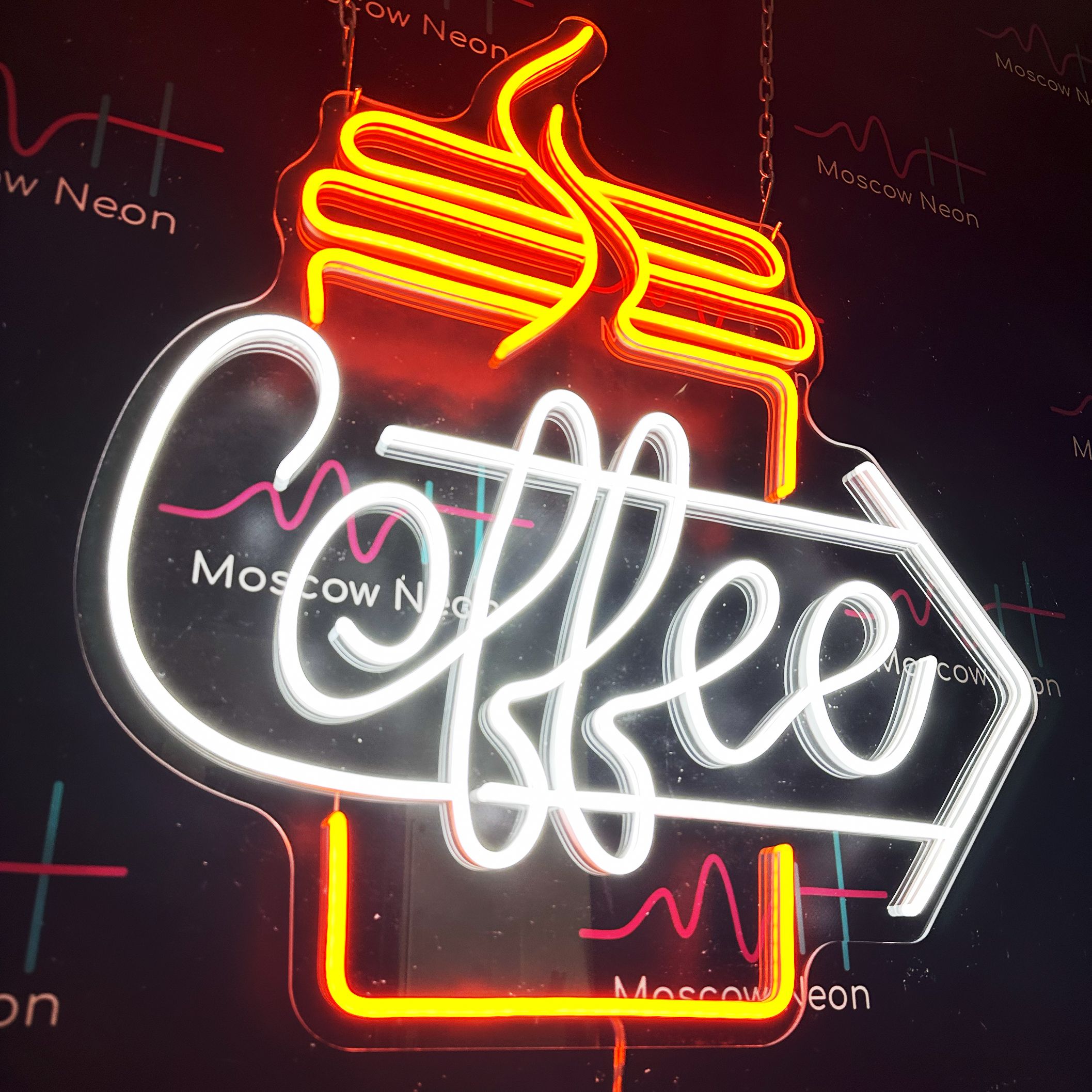 

Настенная неоновая лампа, надпись "Coffee", для кафе и кофейни, 58 х 65 см., Coffee, 58 х 65 см.