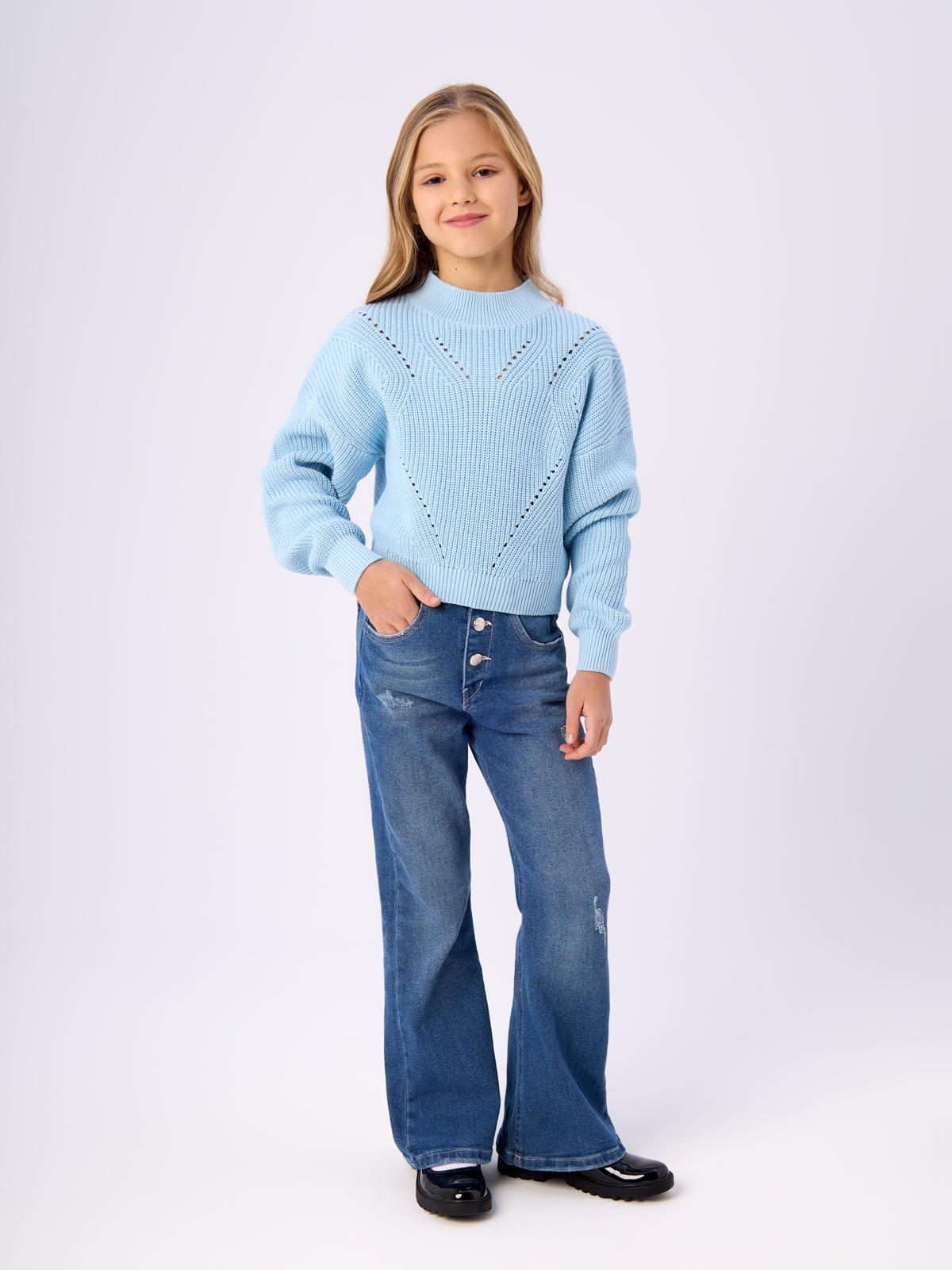 Джемпер H&M для девочек, голубой-020, размер 158/164, 867503020
