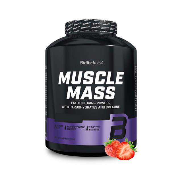 фото Гейнер biotechusa muscle mass порошок 4000 г. клубника