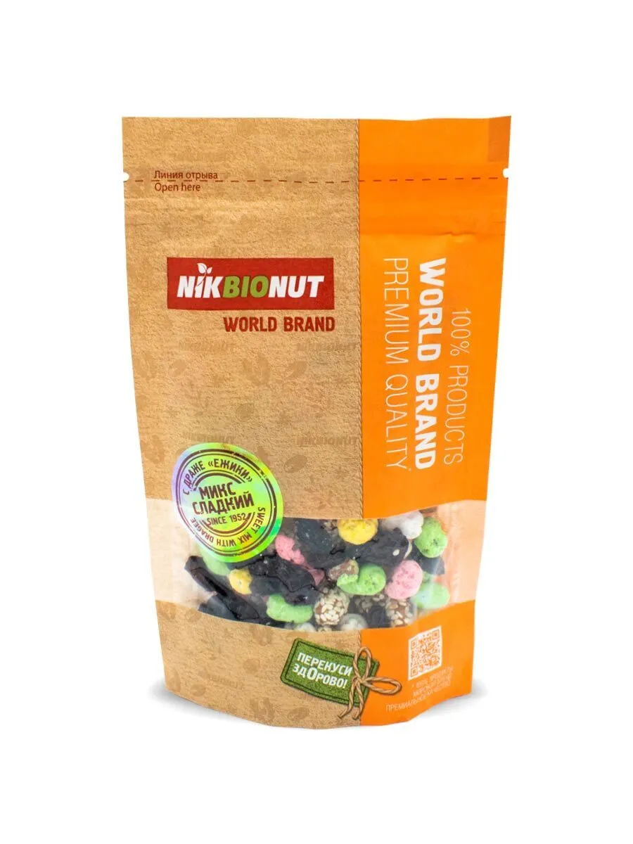

Сладкий микс Арахис Ёжики с орехами и сухофруктами NIKBIONUT 150 г, NIK107