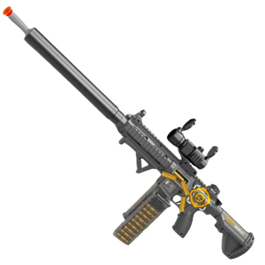 

Игрушечный автомат Matreshka M416 вылетающие гильзы мягкие пули присоски 80 см черный, M416
