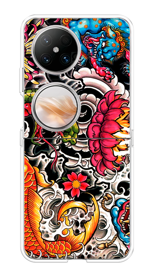 

Чехол на Huawei Pocket 2 "Японское искусство", Красный;оранжевый;голубой, 6123850-1