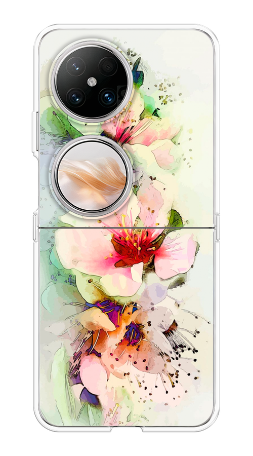 

Чехол на Huawei Pocket 2 "Нежные цветы", Зеленый;розовый, 6123850-1