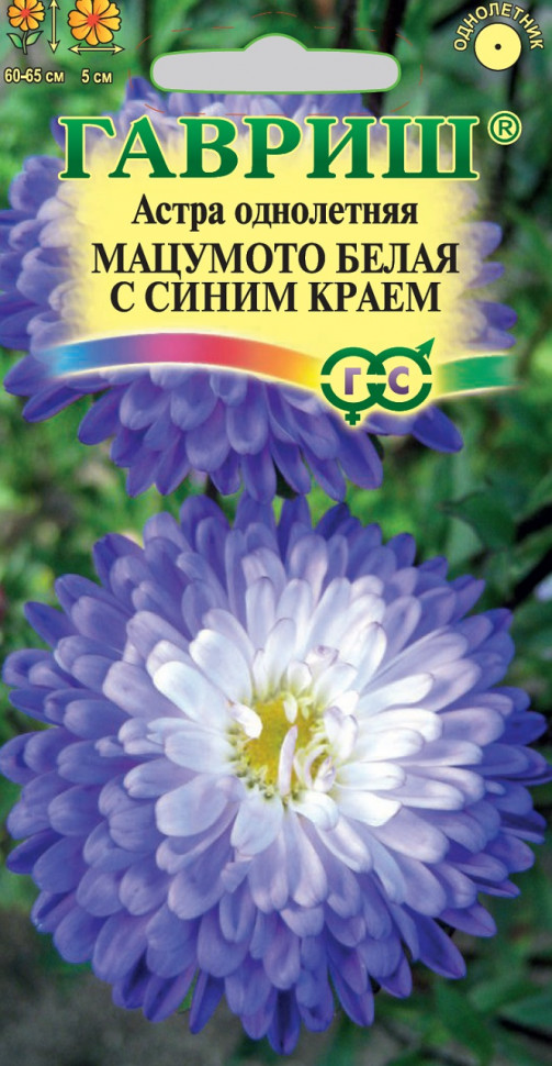 

Семена астра Мацумото белая с синим краем Гавриш 001762-10 10 уп.