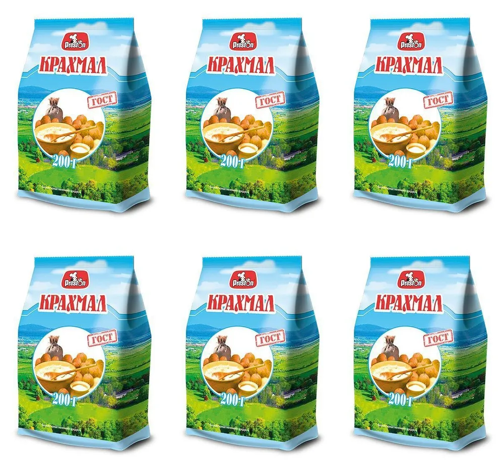 

Крахмал Картофельный Preston, 200 г х 6 шт, картофельный