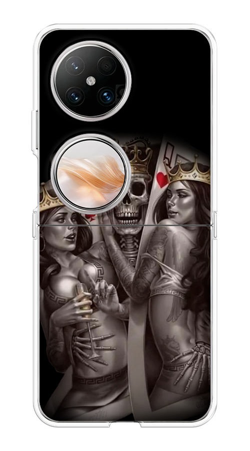 

Чехол на Huawei Pocket 2 "Карты король и королевы", Серый;желтый, 6123850-1