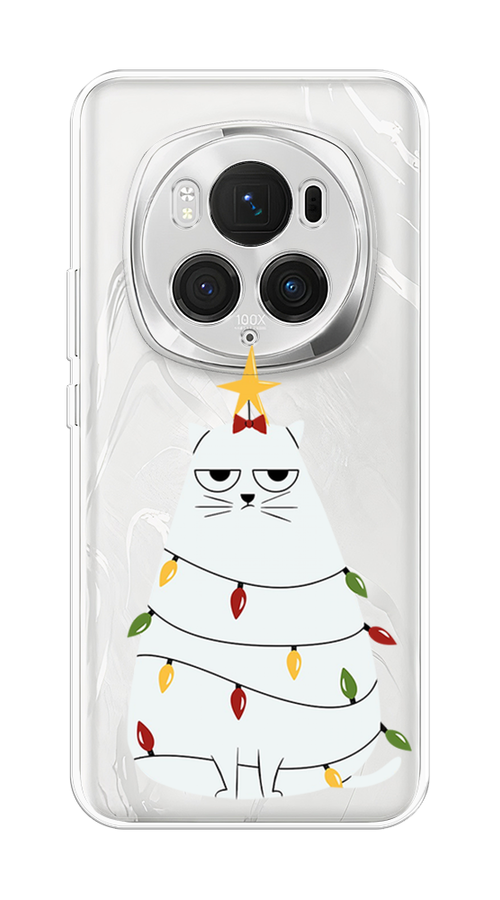 

Чехол на Honor Magic 6 Pro "Котик в гирлянде", Белый;красный;желтый, 6123750-1
