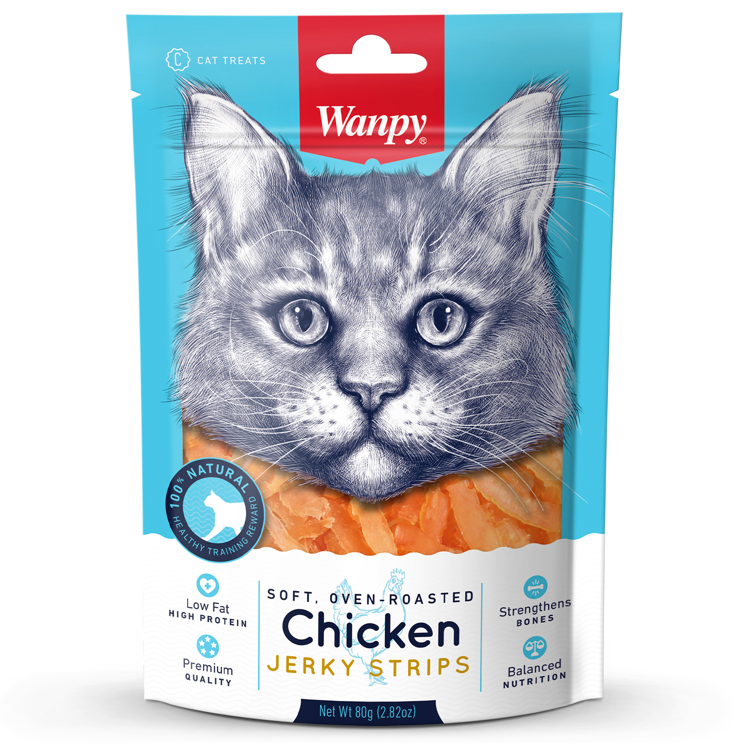 

Лакомство для кошек Wanpy Cat Мягкая вяленая соломка из курицы, 80 г