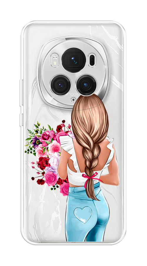 

Чехол на Honor Magic 6 Pro "Девушка с цветами", Коричневый;розовый;бирюзовый, 6123750-1