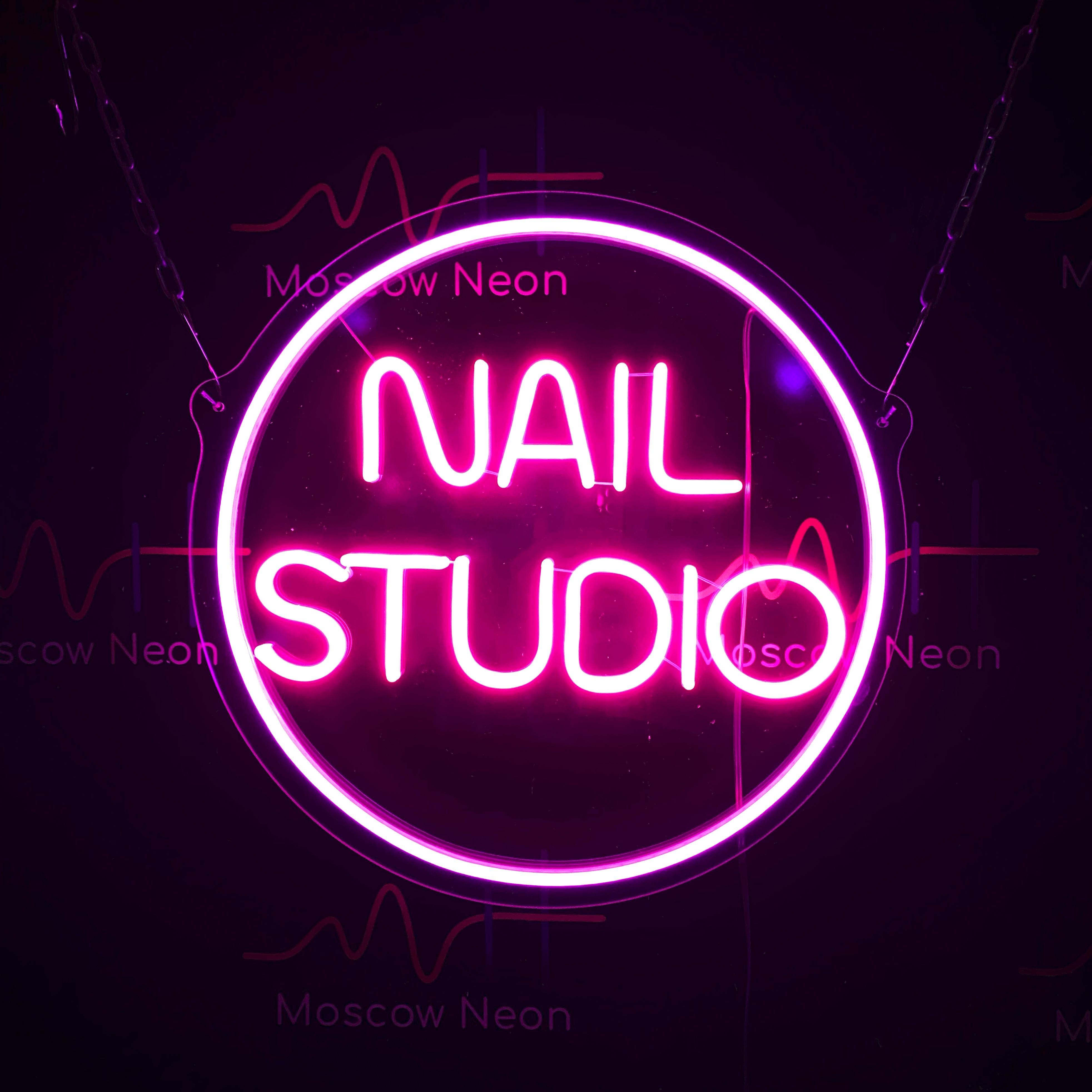 

Настенная неоновая лампа, надпись "Nail Studio", 38 х 38 см. для салона красоты, "Nail Studio", 38 х 38 см.