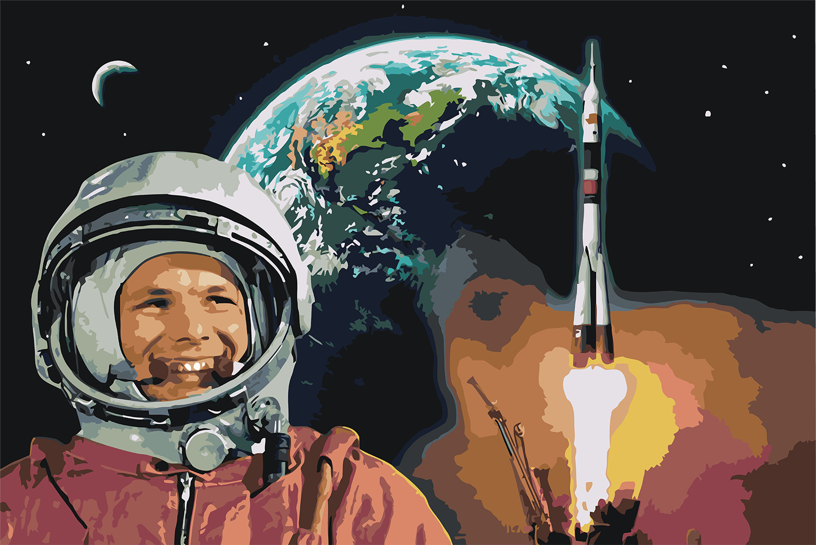 

Картина по номерам, 40 x 60, Юрий Гагарин (Картина 4) (pz-2073)