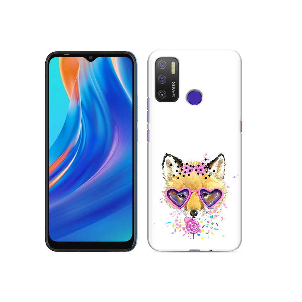 

Чехол MyPads Tocco для Tecno Spark 5 Air лисенок с бантиком, Прозрачный, Tocco