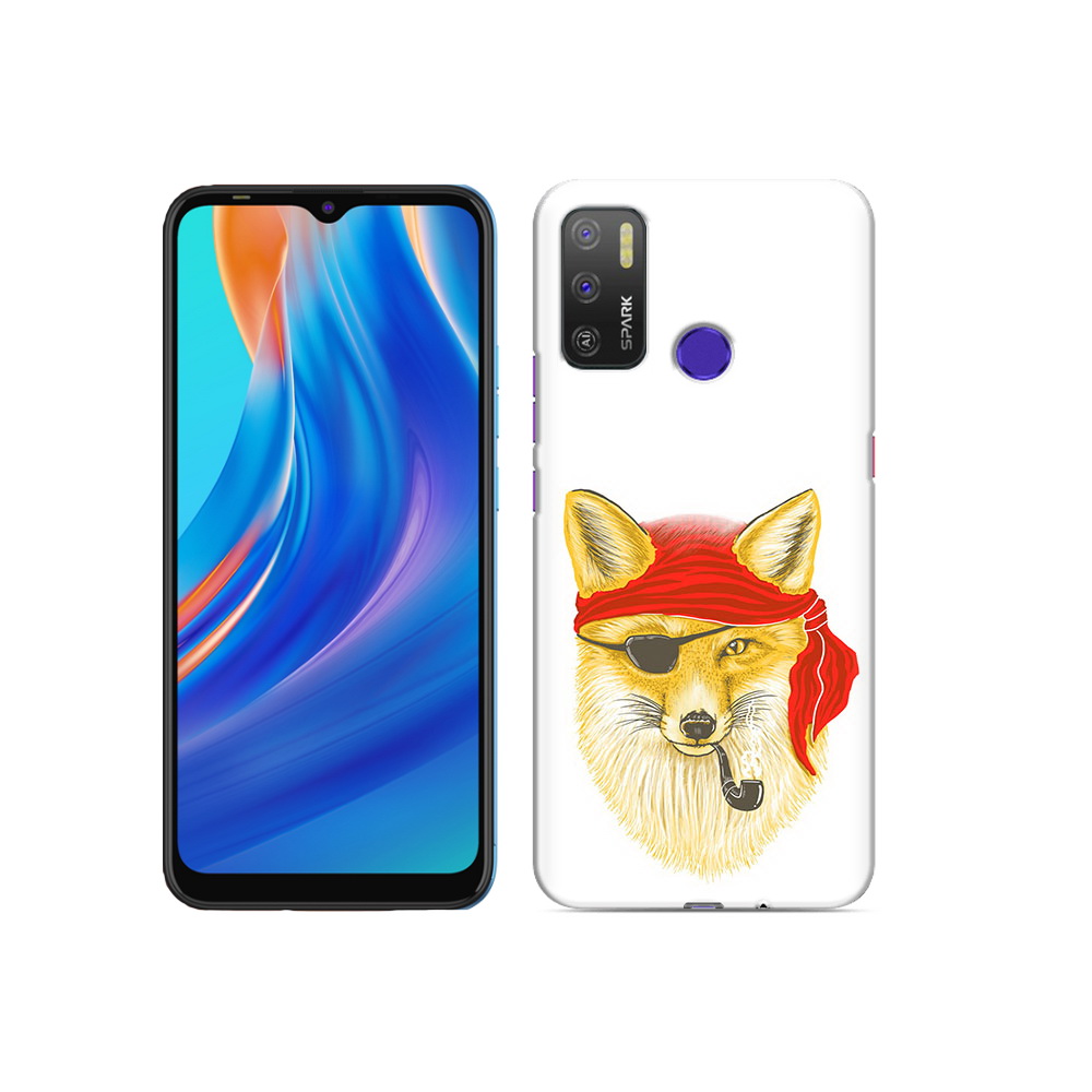 

Чехол MyPads Tocco для Tecno Spark 5 Air лиса-пират, Прозрачный, Tocco
