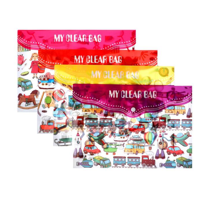 

Папка-конверт на кнопке, А4, 160 мкм, микс