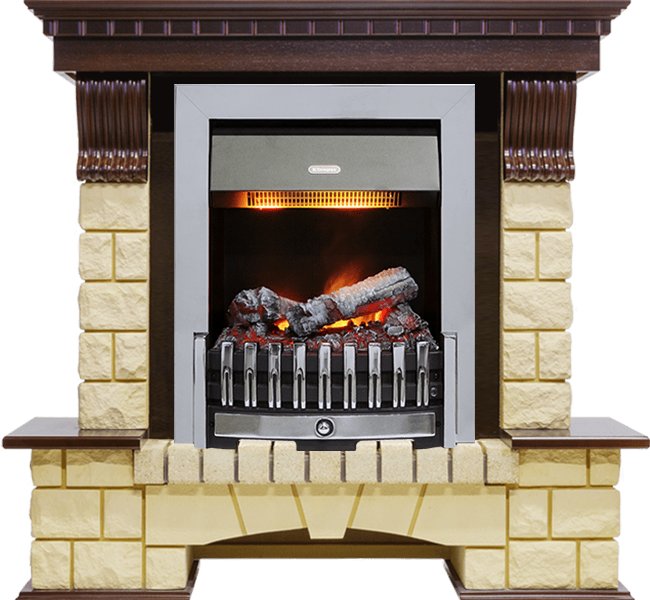 

Каминокомплект Pierre Luxe - Темный дуб / Шампань с очагом Danville Chrome FB2