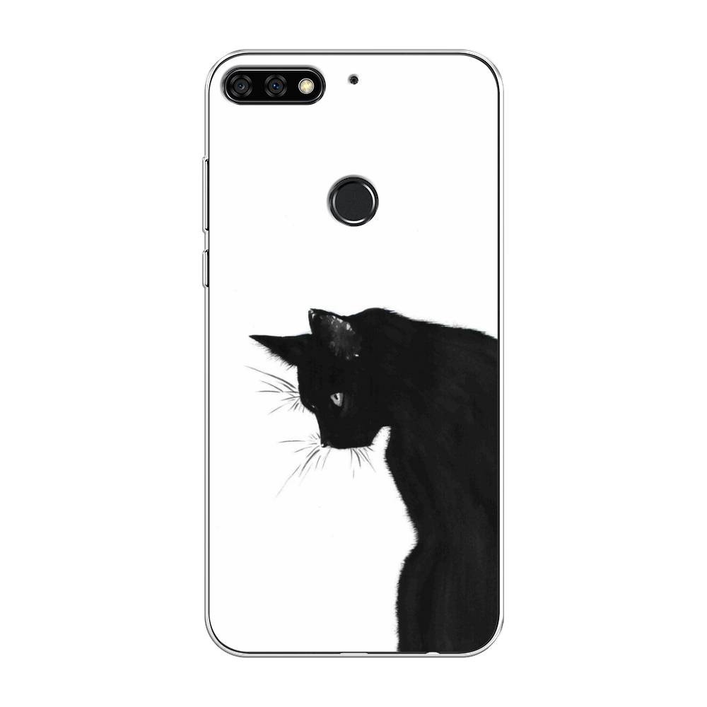 

Чехол Awog на Huawei Y7 Prime 2018 "Black cat", Черный;белый, 66450-1