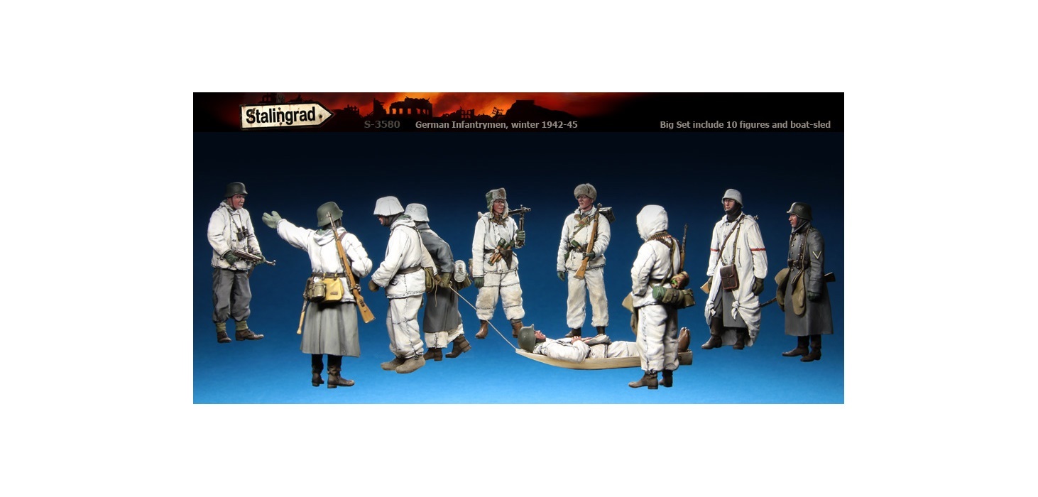 Фигурка для сборки. Немецкая пехота, зима 1942-45 (10 фигурок) Stalingrad S-3580