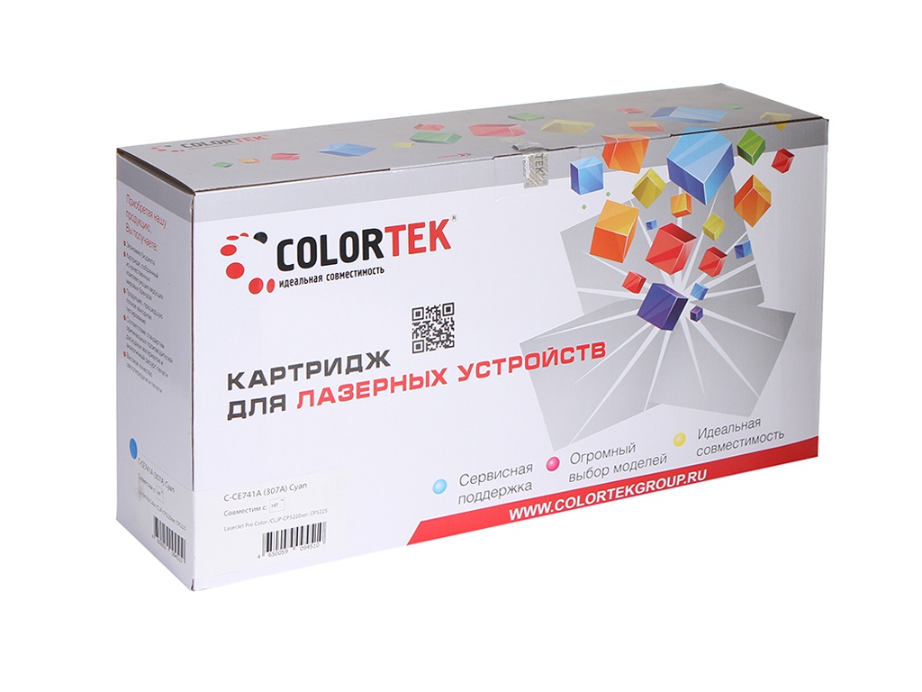 фото Картридж colortek (схожий с нр ce741a/307a) cyan для hp lj professional cp5225/cp5225dn