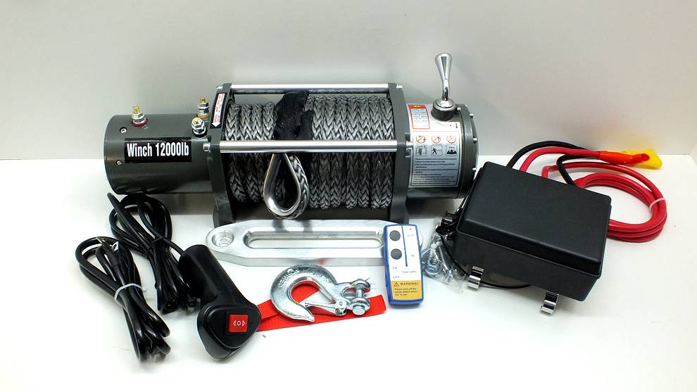 

Лебедка элект. 12V Electric Winch 12000lbs / 5443 кг с кевлар. трос. 10mm, алюм. клюз