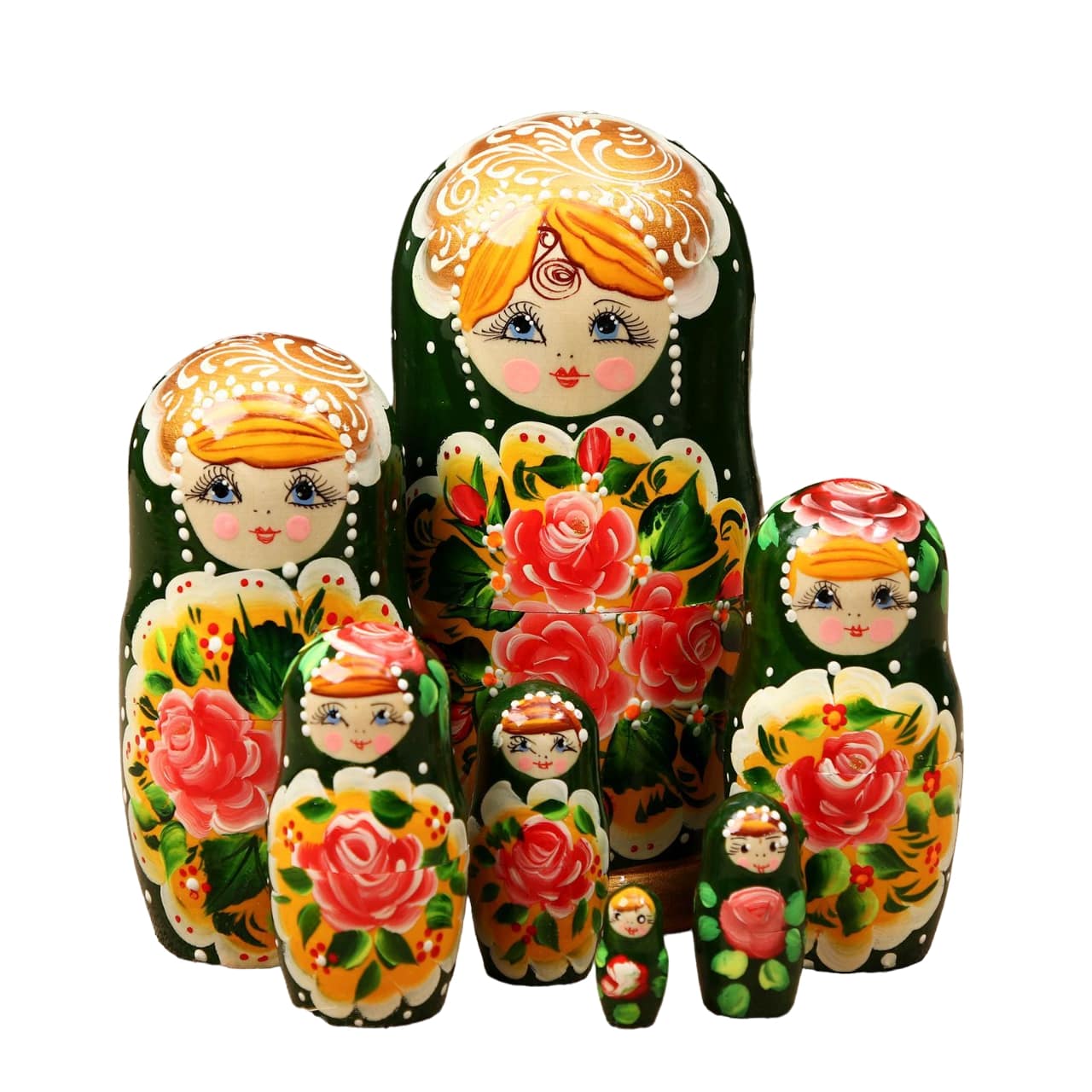 

Матрешки Sima-land Поднос с розами, зеленый платок, 7 кукол, 21 см 7330564