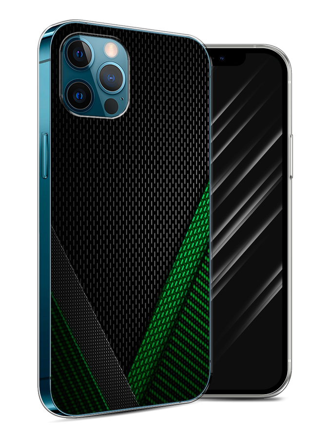 

Чехол Awog на Apple iPhone 12 / Айфон 12 "Зеленый карбон", Разноцветный, 12550-3