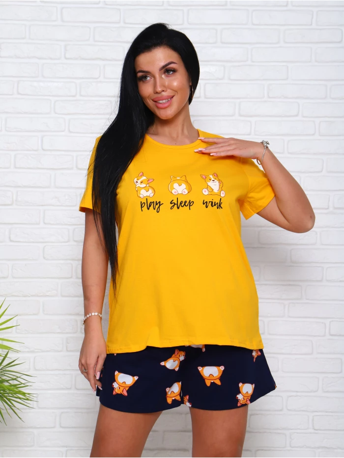 

Пижама женская Cool Look Корги-Ш желтая 54 RU, Желтый, Ш-8