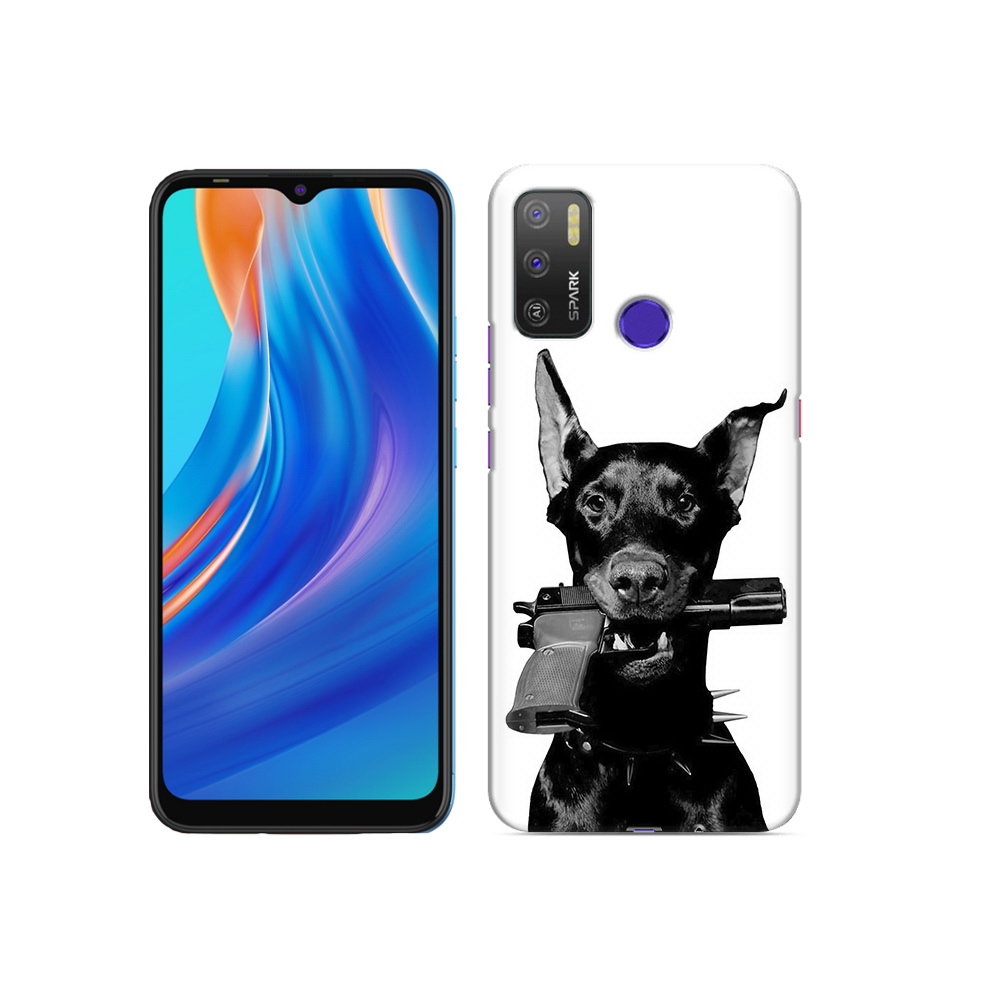

Чехол MyPads Tocco для Tecno Spark 5 Air доберман с пистолетом, Прозрачный, Tocco