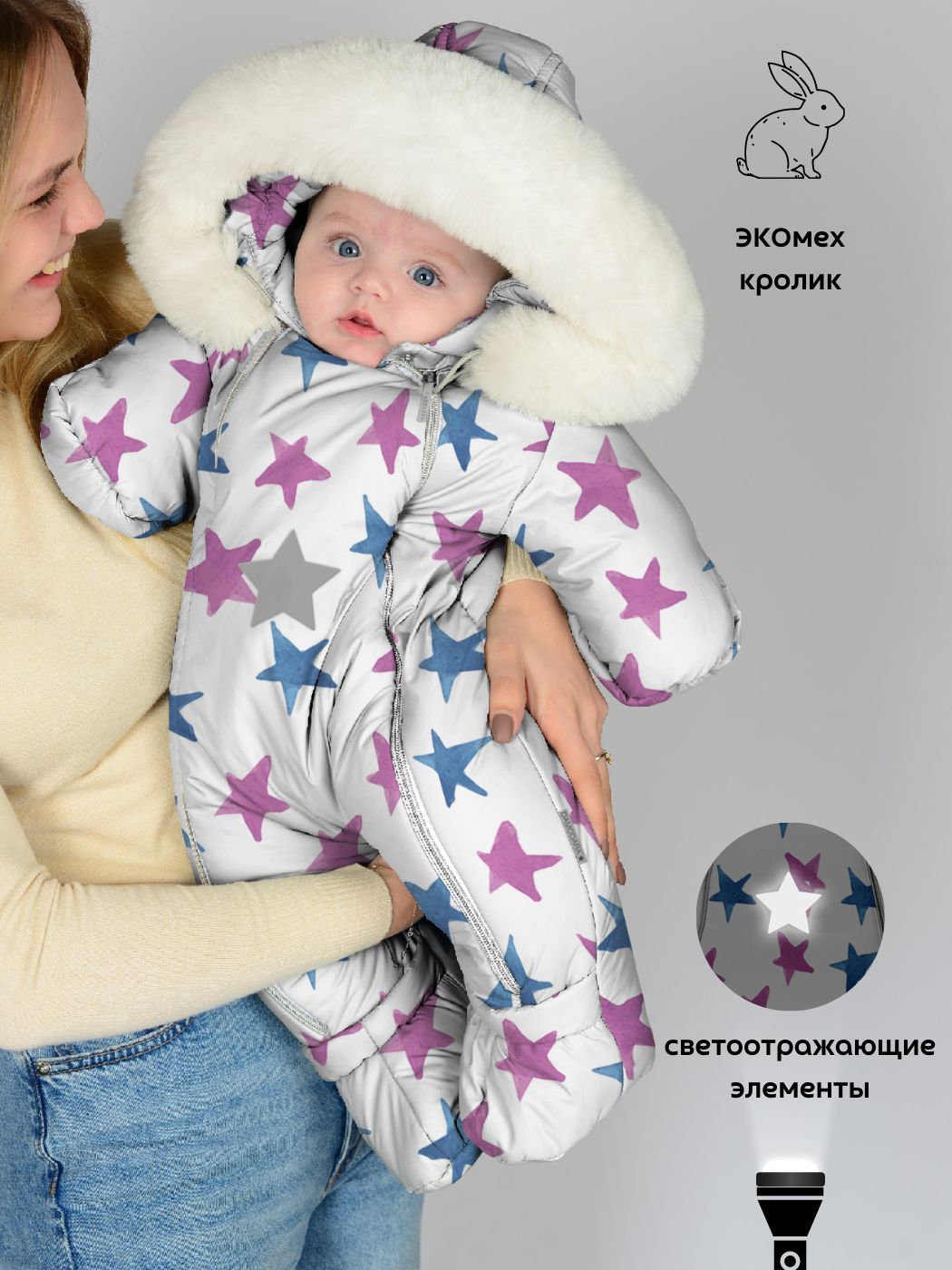 

Комбинезон детский Malek-Baby 264ш/2, Звезды, 74, Белый, 264ш/2