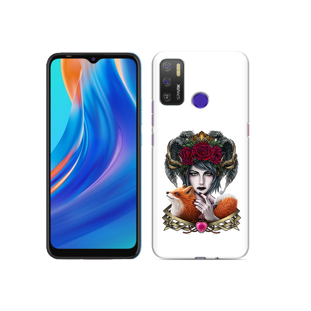 

Чехол MyPads Tocco для Tecno Spark 5 Air девушка с лисой, Прозрачный, Tocco